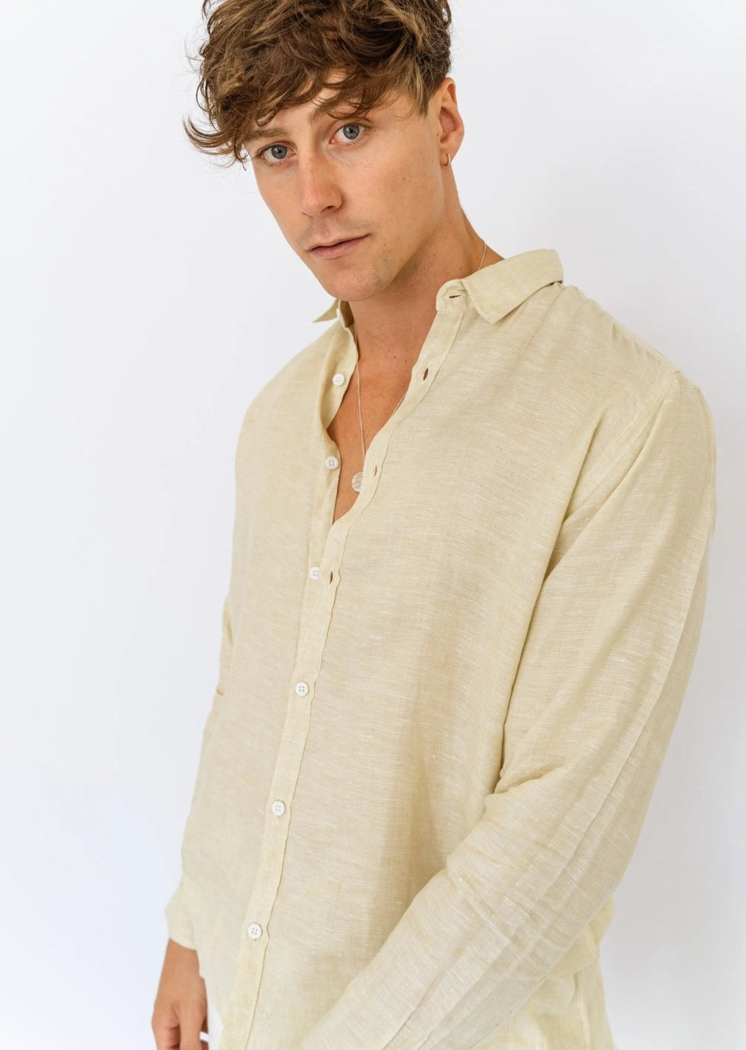 Linen shirt for men Alder. Long sleeve, store classic linen shirt with buttons. Summer shirt. Linen Clothing for men, Handmade clothing