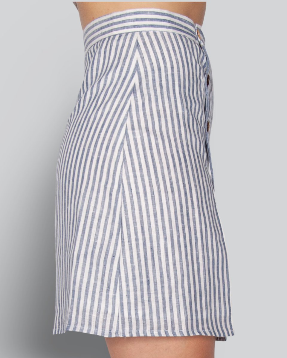 Yacht Master - Italian Stripe Linen Mini Skirt - Mr. Linen Co Mr. Linen CO